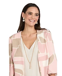 Rm Richards Women's V-Neck Dress & Printed Jacket
