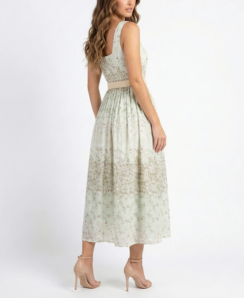 Taylor Petite Scoop Neck Belted Dress