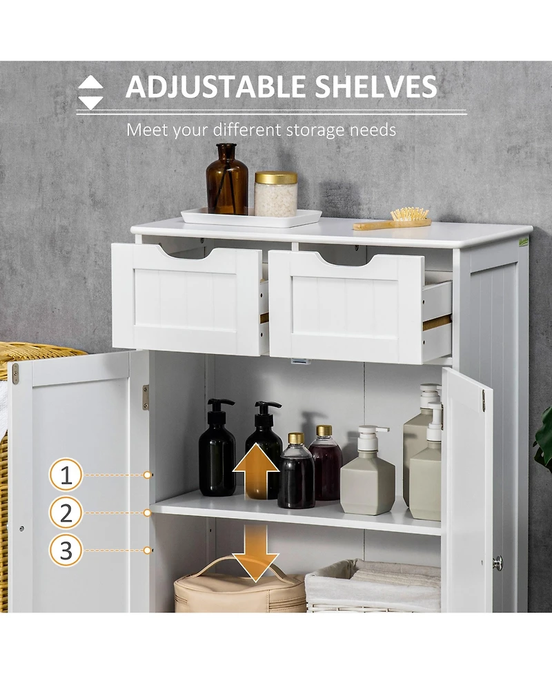 kleankin Bathroom Storage Cabinet with 2 Drawers & Adjustable Shelf,