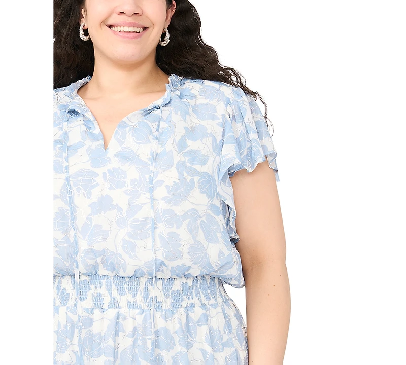 Msk Plus Smocked Waist Tiered Dress