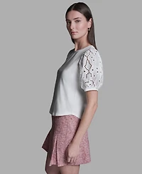 Bcbg Women's Crewneck Puff-Sleeve T-Shirt