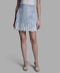 Bcbg Women's Lace Trim Pleated Mini Skirt