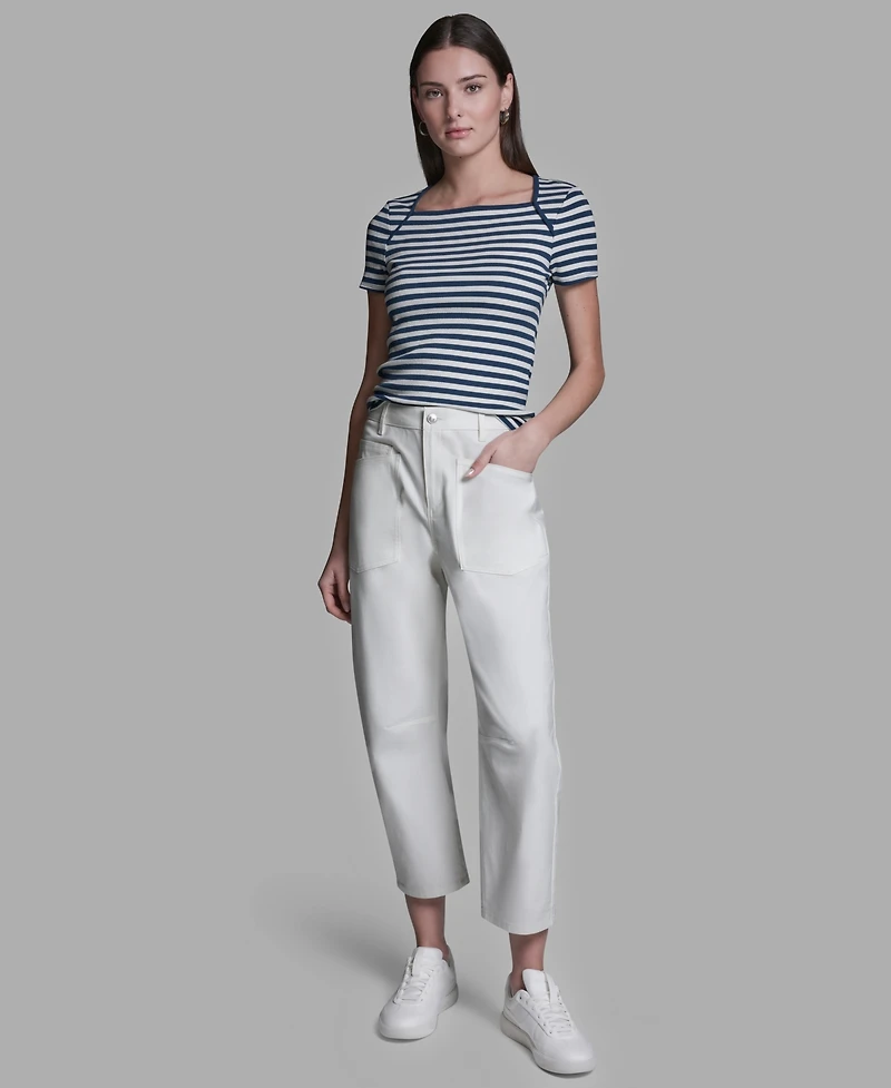 Bcbg Women's Mid-Rise Pocket Detail Barrel Pants