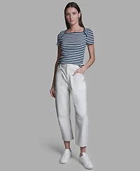 Bcbg Women's Mid-Rise Pocket Detail Barrel Pants