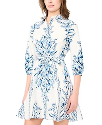 Msk Petite Tie-Front Godet Shirt Dress