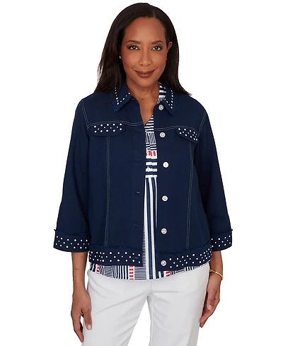 Alfred Dunner Petite Button-Front Denim Jacket