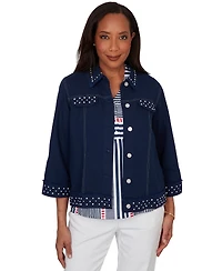Alfred Dunner Petite Button-Front Denim Jacket