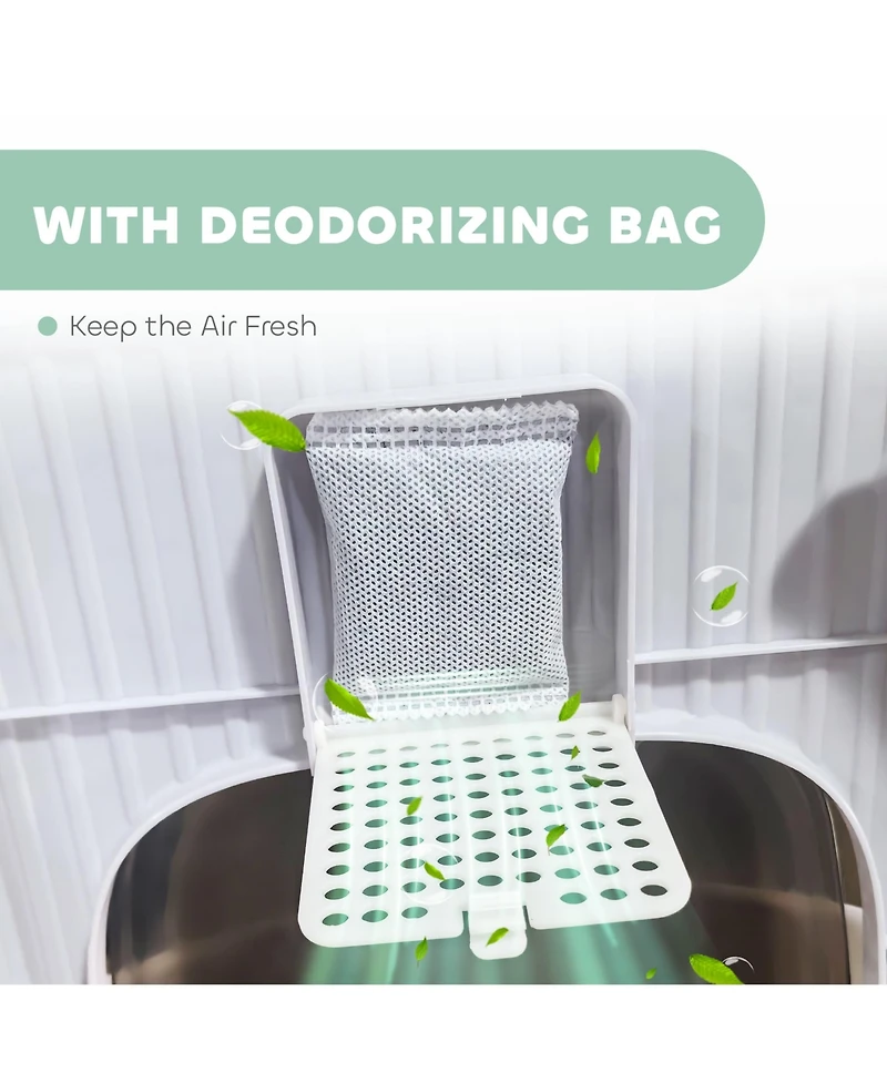 PawHut Cat Litter Box, Cove Kitty Litter Box with Lid, Scoop,