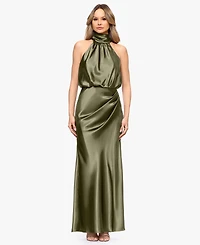 Betsy & Adam Women's Sleeveless Mock Neck Ball Gown