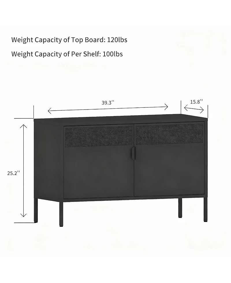 Yigii Metal Storage Cabinet with Adjustable Shelves and Mesh Doors