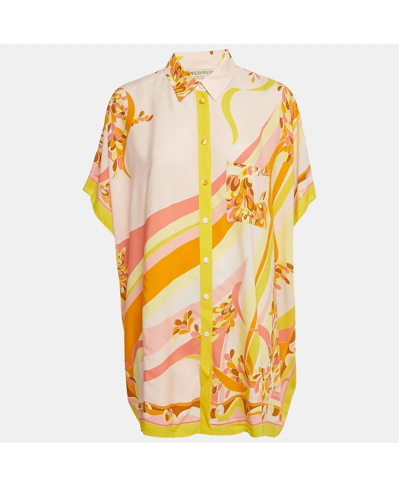 Pre-Owned Emilio Pucci Women's Printed Crepe Loose Fit Blouse