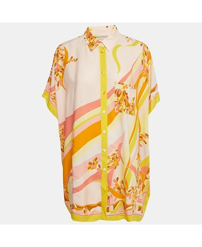 Pre-Owned Emilio Pucci Women's Printed Crepe Loose Fit Blouse