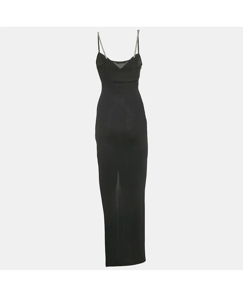 Pre-Owned Balmain Women's Embellished Rib Knit Maxi Dress