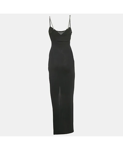 Pre-Owned Balmain Women's Embellished Rib Knit Maxi Dress