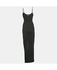 Pre-Owned Balmain Women's Embellished Rib Knit Maxi Dress