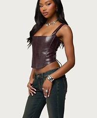 Edikted Women's Shana Faux Croc Corset Top