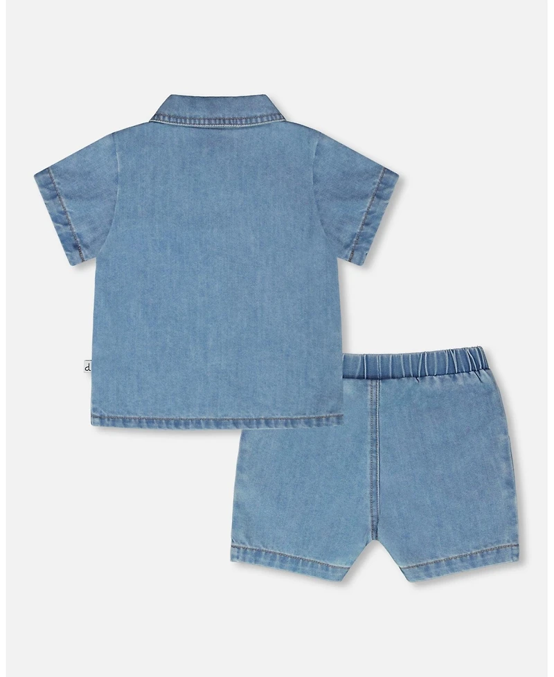 Deux par Baby Boys Chambray Top and Short Set