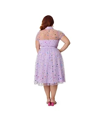 Unique Vintage Plus 1950s Short Sleeve Collared Hollie Swing Dress
