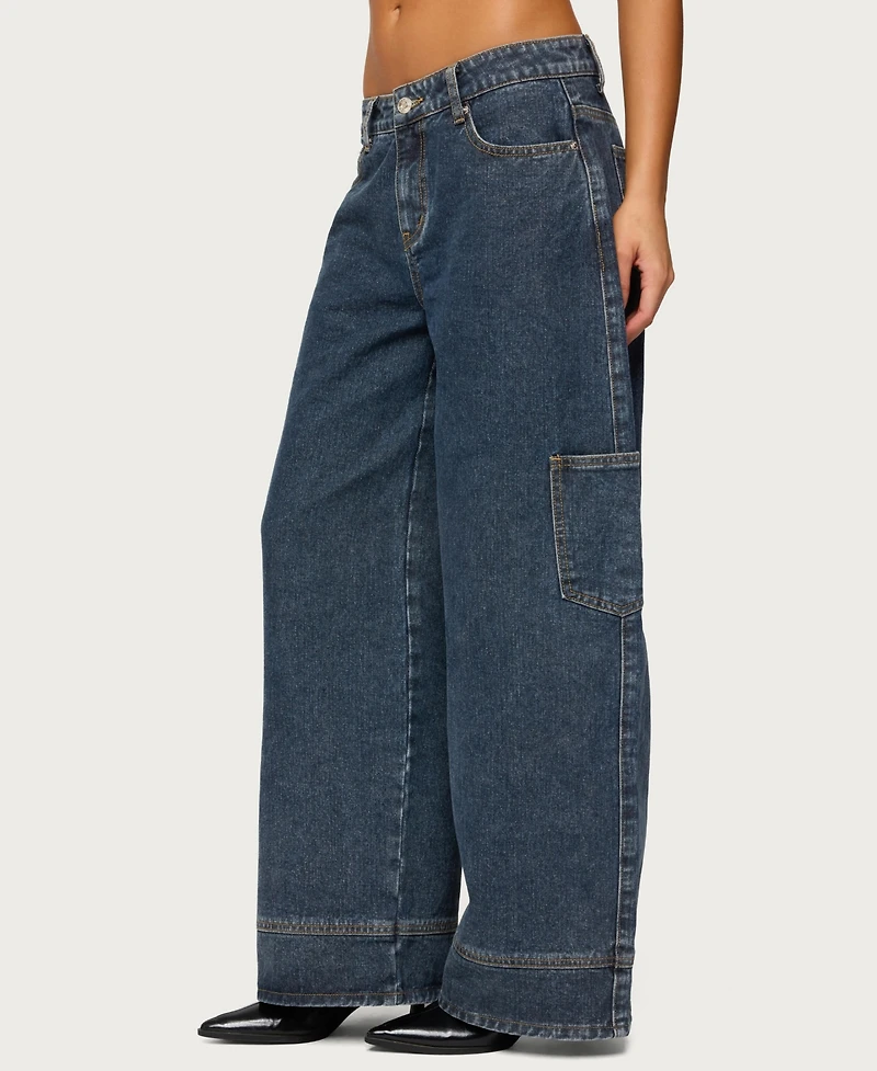 Edikted Women's Nea Pocket Low Rise Baggy Jeans