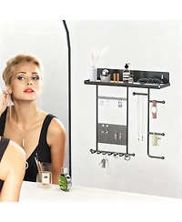 Yigii Wall-Mounted Jewelry Wall Rack with Soft Pads, Dual Mounting, Rust-Resistant Metal