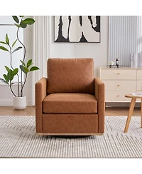 Clihome Modern Swivel Accent Chair, 360° Rotation Leisure Chair with Removable Cushion
