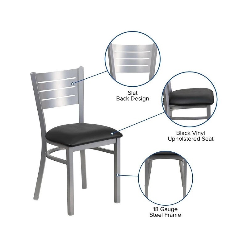 Emma+Oliver Slat Metal Restaurant Dining Chair