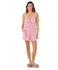 Rip Curl Women's Paradise Check Shirred V-Neck Romper