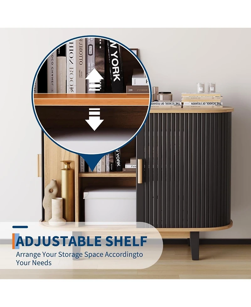 gaomon 40" Fluted Sideboard Buffer Cabinet, Storage Cabinet with Sliding Door & Adjustable Shelf, for Living & Dining Room Kitchen Hallway