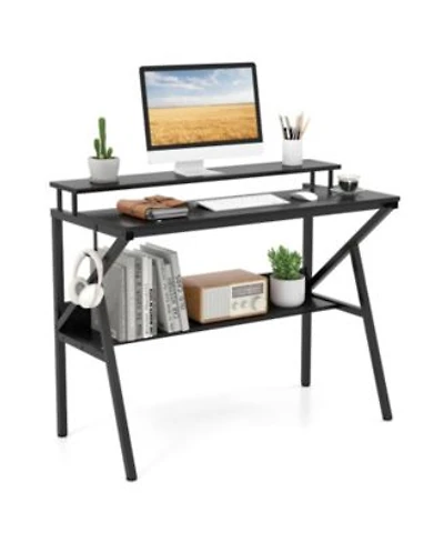 Mecale Computer Desk with Monitor Stand Extra Storage