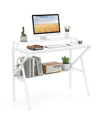 Mecale Computer Desk with Monitor Stand Extra Storage