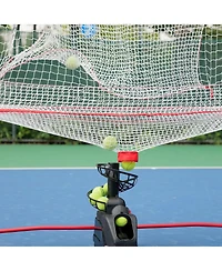 Furlihong training machine net combo offers continuous tennis/baseball practice with auto ball recycling; Ac or battery powered