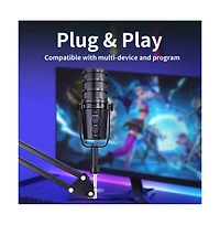ZealSound Xlr/Usb Mic Kit: Noise Cancel/Echo/Mute/Volume with Boom Stand for Gaming/Podcast/Streaming/Recording on Pc/Mac/PS4/PS5/Phone/Mixers