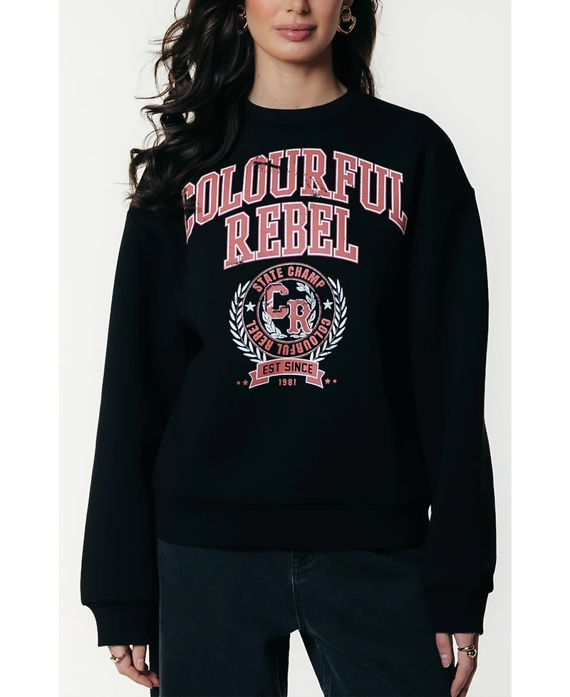 Colourful Rebel Women's Cr Varsity Relaxed Sweat
