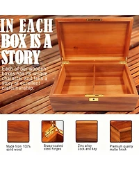 Yigii Solidwood Storage Box with Lock and Divider