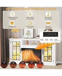 gaomon 75" Fireplace Tv Stand, Modern Entertainment Center with 24" 3-Sided Glass Electric Fireplace, 12 Flame Colors, Remote Control