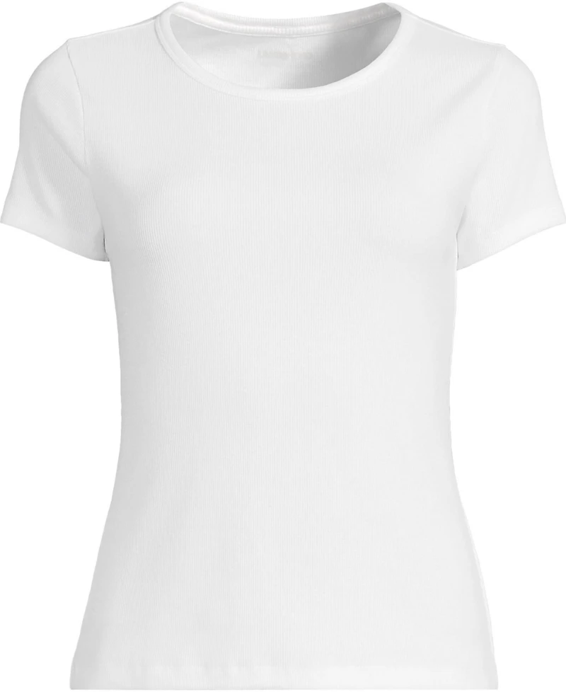 Lands' End Women's Short Sleeve Crew Neck Micro Rib Mini Tee