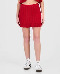 Ultra Flirt Juniors' Crochet Ruffled-Hem Mini Skirt