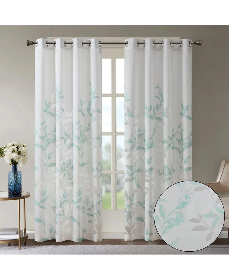 Laoties Printed Grommet Window Curtain Panel, 50" W x 84" H, Lightweight Semi-Sheer, Single Panel