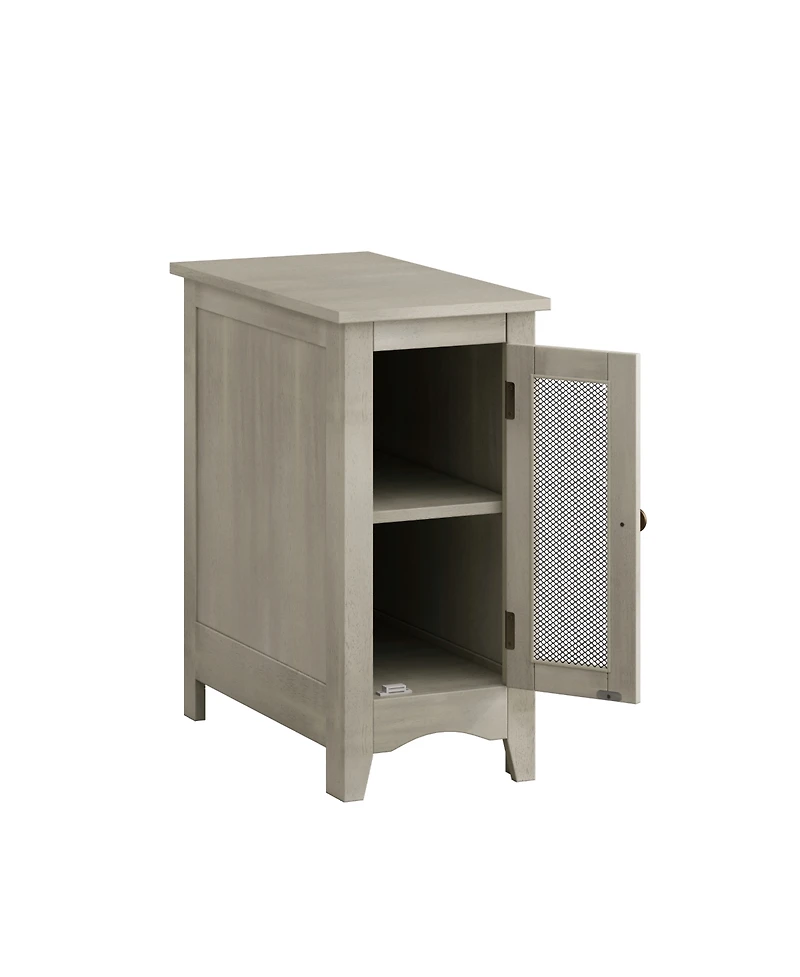 Rainsken Narrow Rectangle Nightstand, Modern Storage Cabinet, Solid Wood Bedside Table