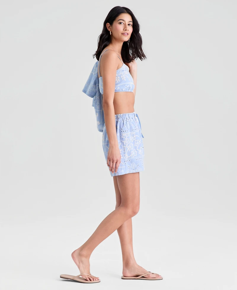 And Now This Women's Eyelet-Embroidered Patchwork Shorts, Macy's Exclusive