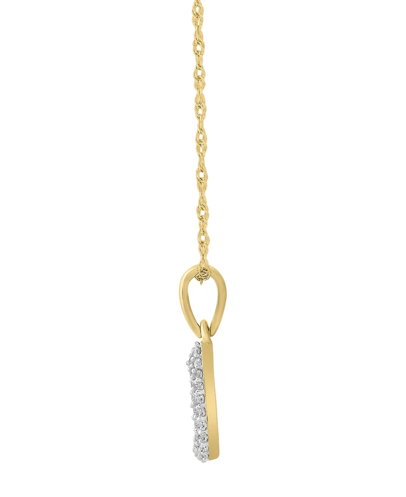 Macy's Diamond Pendant Necklace (1/20 ct. t.w.) in 10k Yellow Gold Over White Rhodium