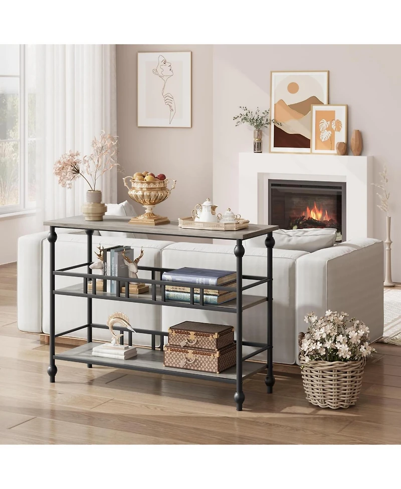 gaomon 3-Tier Console Table, Retro Storage Cabinet, Sideboard Buffet Cabinets with Space, Suitable for Home Living Room, Dining Room