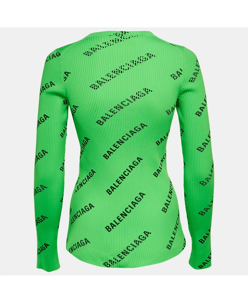 Pre-Owned Balenciaga Women's Techno Logo Print Rib Knit