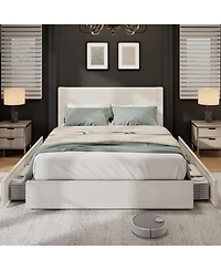 gaomon Platform Upholstered Corduroy Channel Tufted Headboard