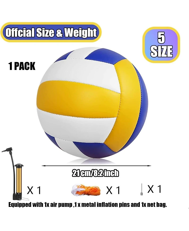 Magicorange Official Size 5 Volleyball with Premium Pu Leather and Soft Touch Surface Includes Ball Pump Inflation Needle and Mesh Carrying Bag
