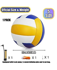 Magicorange Official Size 5 Volleyball with Premium Pu Leather and Soft Touch Surface Includes Ball Pump Inflation Needle and Mesh Carrying Bag