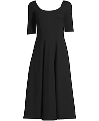 Lands' End Women's Starfish Elbow Sleeve Midi Fit and Flare Dress
