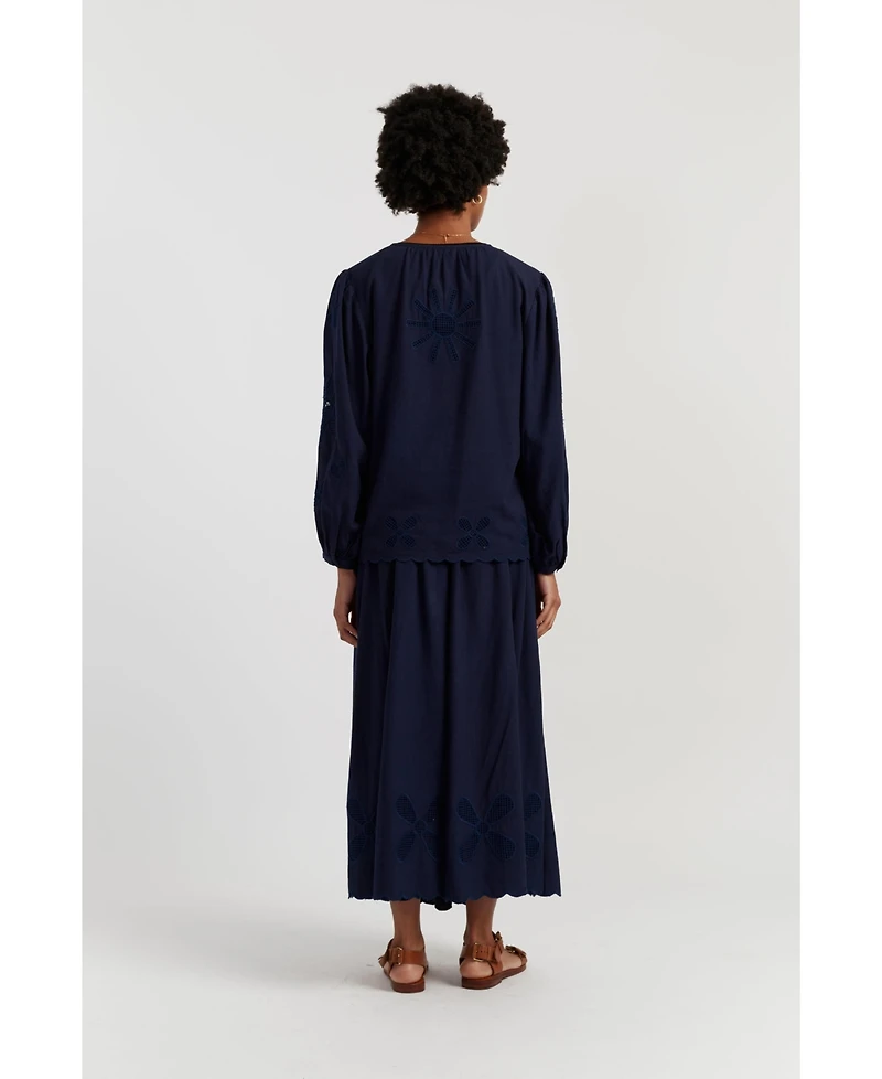 Chinti & Parker Women's Linen-Blend Broderie Skirt