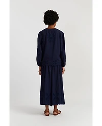 Chinti & Parker Women's Linen-Blend Broderie Skirt