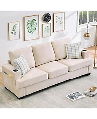 gaomon 89-Inch Modern 3-Seater Sofa Couch with Cup Holders and Side Storage Pockets, Comfy Couches with Deep Seat for Living Room Apartment Lounge